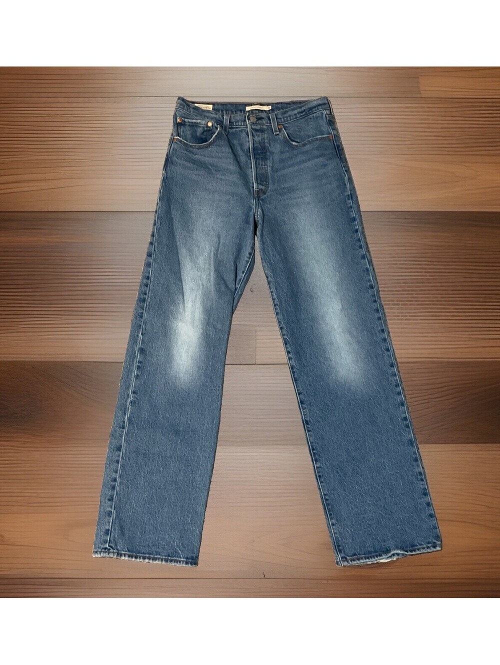 Levis Jeans Women 30 blue Ribcage Straight Ankle button Premium Size 30x28